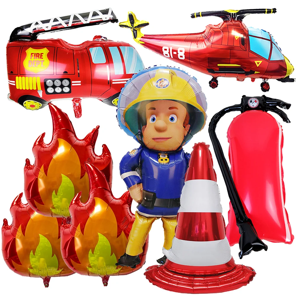 Brandschutz Thema Folienballons Feuerkegel Feuerwehrauto LKW Ballon Kinder Feuerwehrmann Geburtstag Party Dekoration Zubehör – Detail 1
