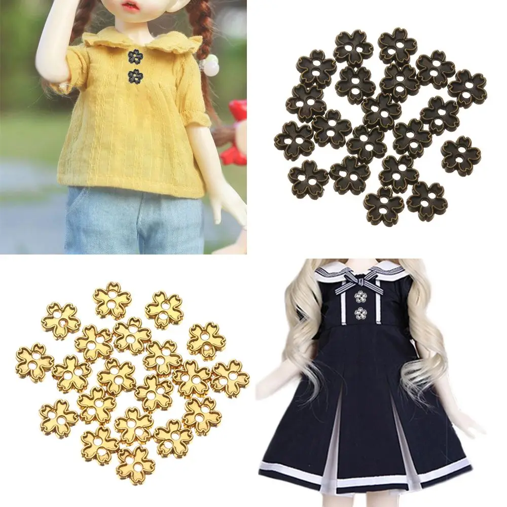 20pcs 5mm Handmade Mini Flower Buttons DIY Doll Clothes Metal Buckles For Doll Clothes Accessories