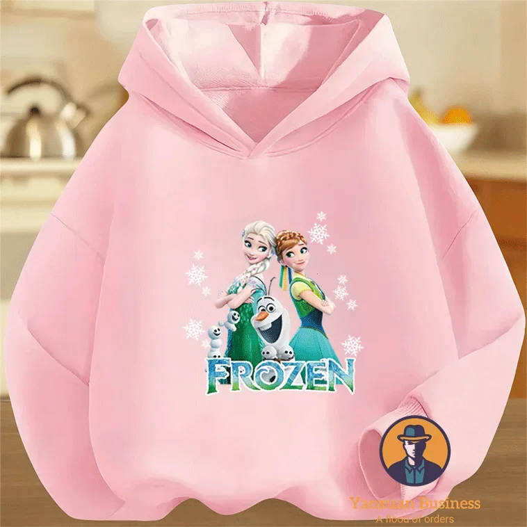 المألوف ديزني إلسا الفتيات الصغيرات الأطفال هوديي لطيف الكرتون طباعة يندبروف الدافئة الخريف الشتاء جديد #4