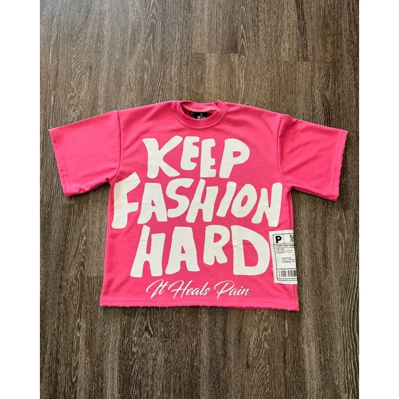 ♥   تي شيرت جديد لعام 2025 مطبوع عليه شارع العليا باللون الوردي تي شيرت قوطي ملابس الشارع الشهير harajuku goth جميع القطن تي شيرت كبير الحجم للنساء ★ ☆ ly99