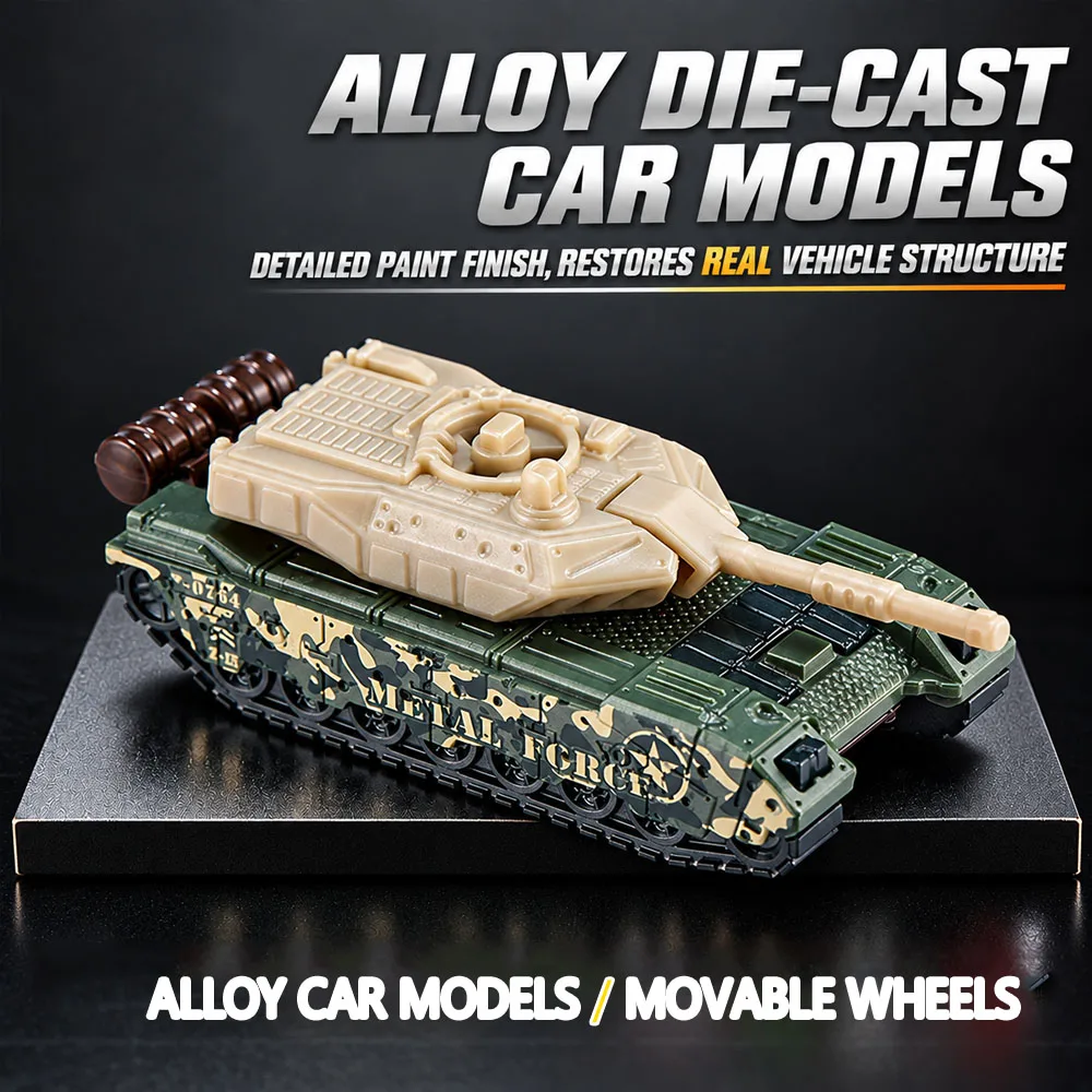 ZURU Metal Machines S2  Tank Toy Model 8cm Camouflage Army Vehicle Realistic Miniature Tank for Collectors & Display
