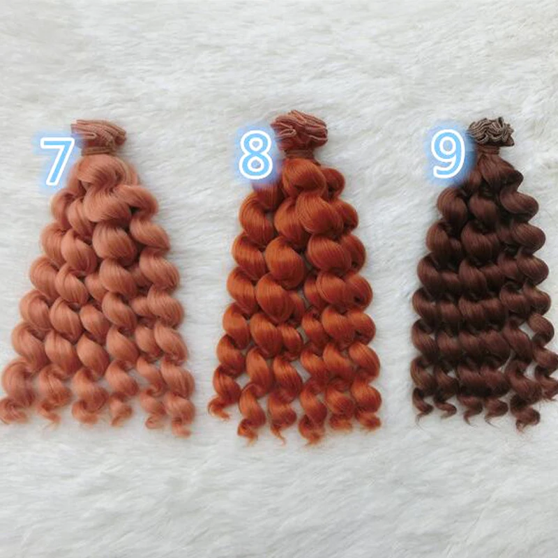 High Quality Thick 20cm Brunette Blonde Coffee Brown Natural Color Deep Curly Doll Wigs Hair for 1/3 1/4 1/6 BJD Doll Diy Hair