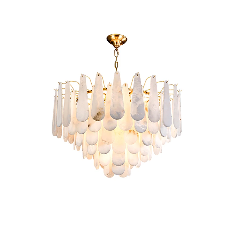 

2025 New Trendy Marble Fun LED Chandelier Lighting Hanging Lamp Lustre Alabaster Suspension Luminaire Lampen For Living Room