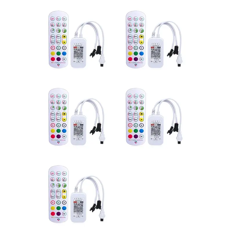 【PUBLICITY】5X WS2812B Bluetooth Controller For Addressable LED Strip Light 5050 RGB LED Tape 24Key Remote Music Smart Controller
