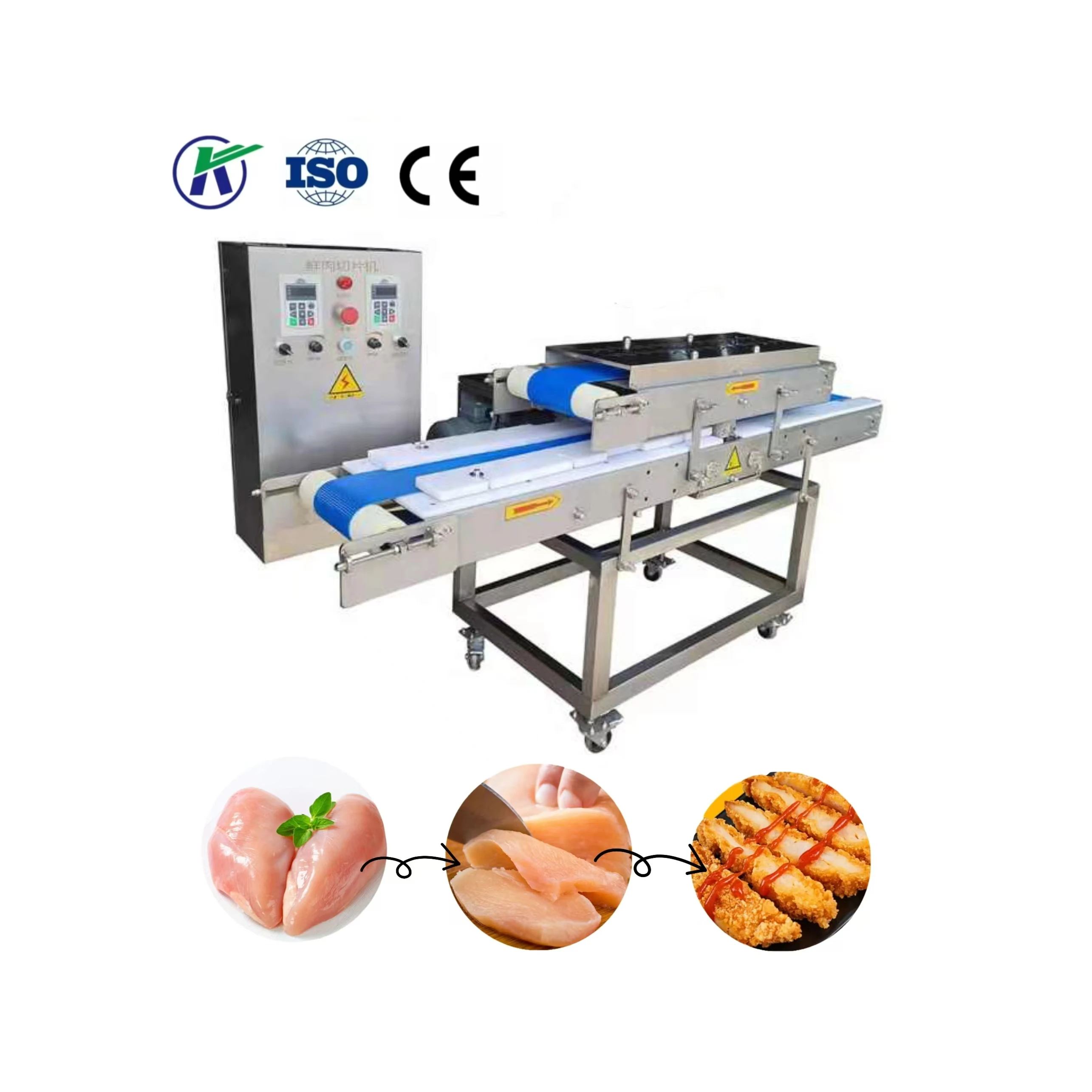 2024 Fully Automatic Electric Meat Slicer Multi-Function Fresh Meat Pork Chicken Slicing Machine Strip Opening Dicing Machine