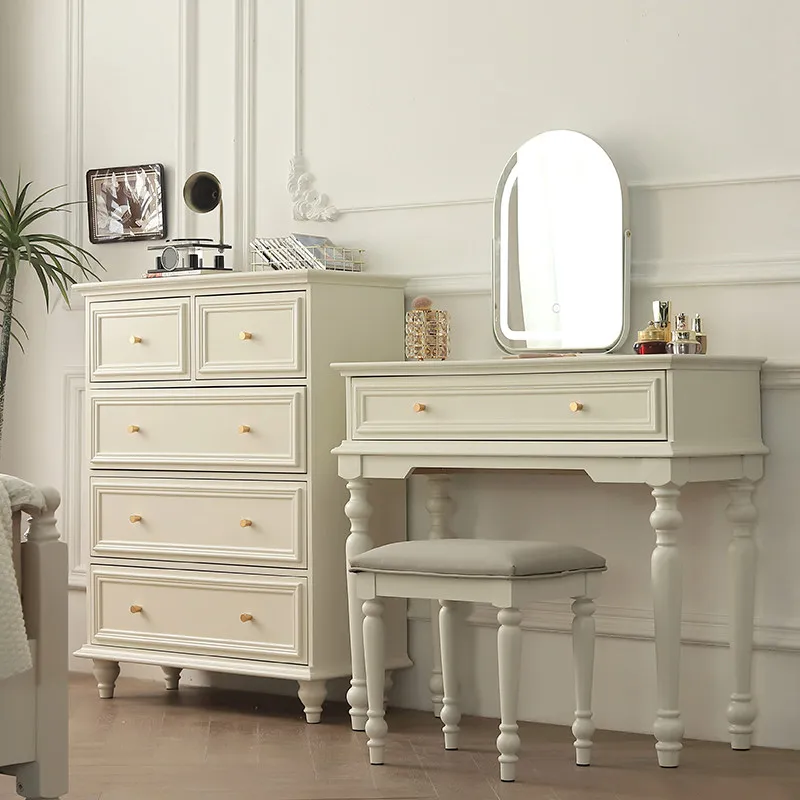 

Shelves Simple Vanity Desk Storage Space Wooden Modern Drawers Dressing Table Bedroom Makeup Coiffeuse De Chambre Furnitures