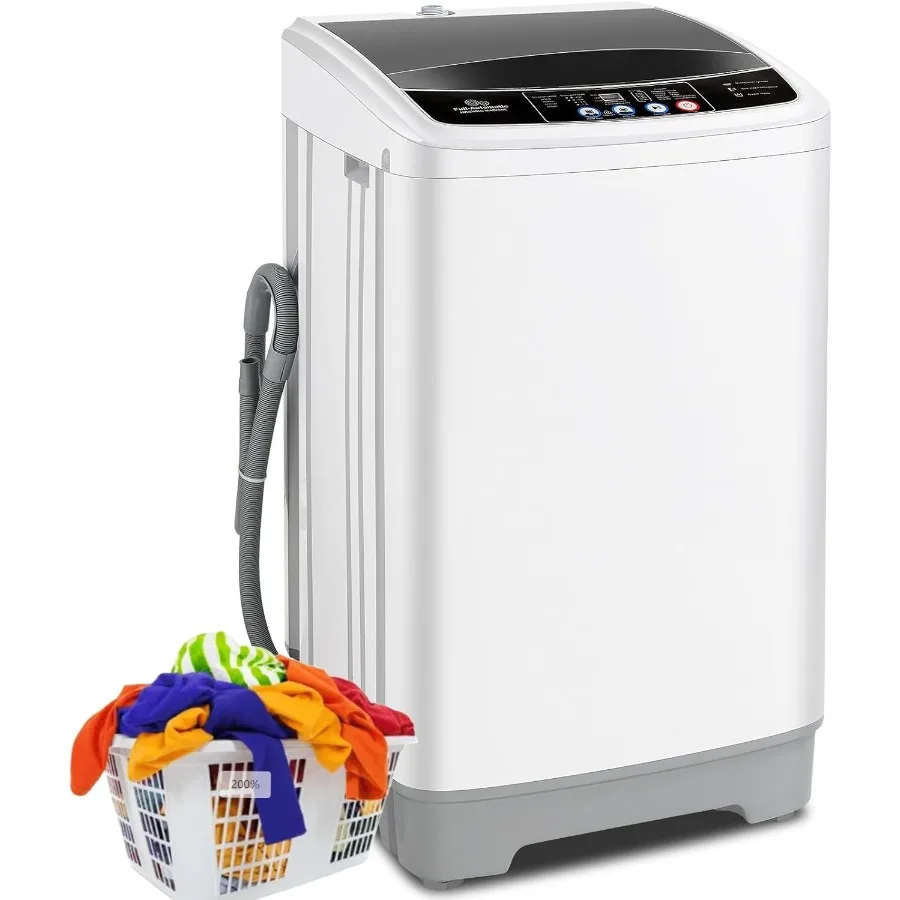 

Портативная стиральная машина, 17,8 фунтов, 2,4 куб. футов, полностью автоматическая стиральная машина с 10 программами, 8 уровней воды, дренажный насос со светодиодным дисплеем, идеально подходит для
