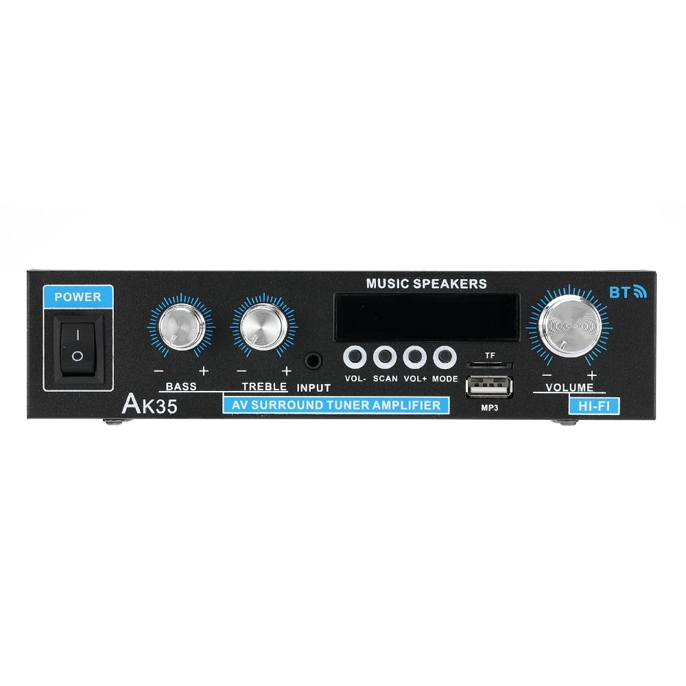 800W Power Amplifier bluetooth 5.0 Home MP3 Player 2.0 Channel Digital Stereo Audio Amplifier Subwoofer Speakers AK35 110V/220V