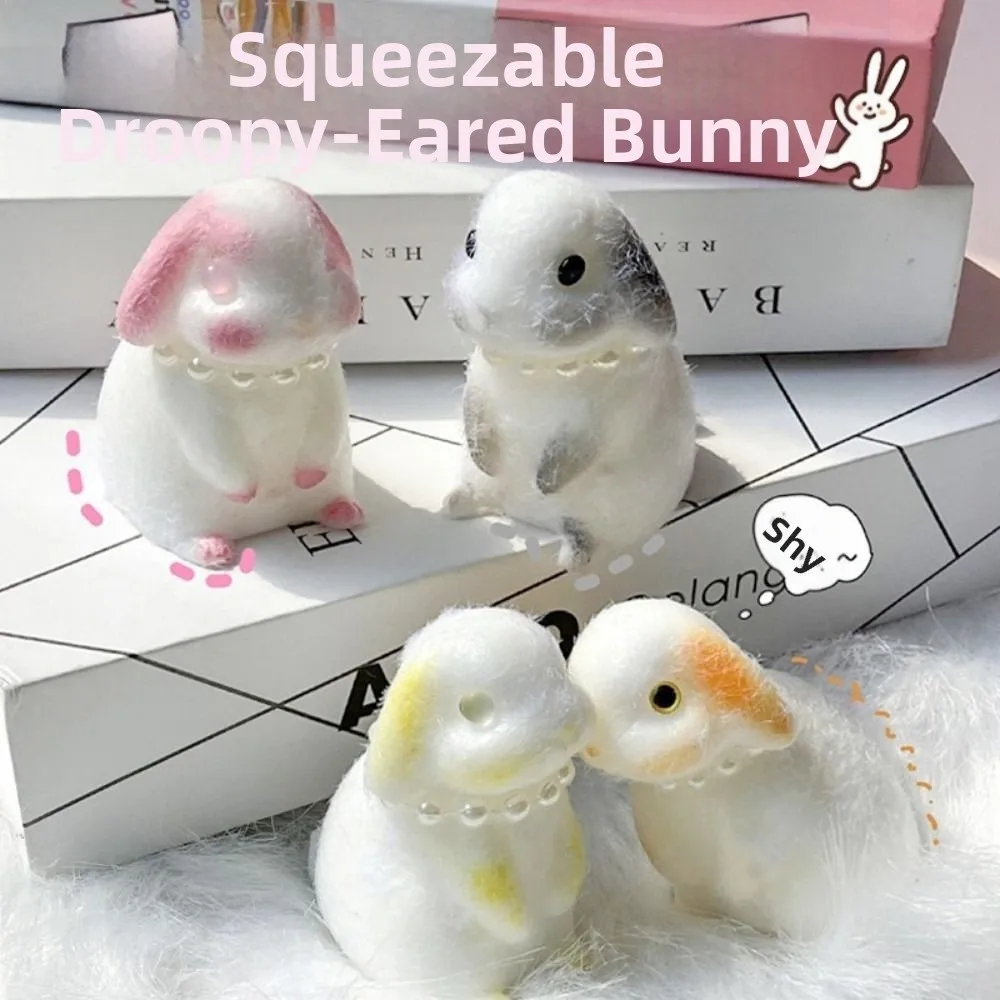 Soft Bunny Squishy Stress Balls Slow Rebound Stress Release Kawaii Squeeze Simulation Toy Silicone Bunny Pinching Toy