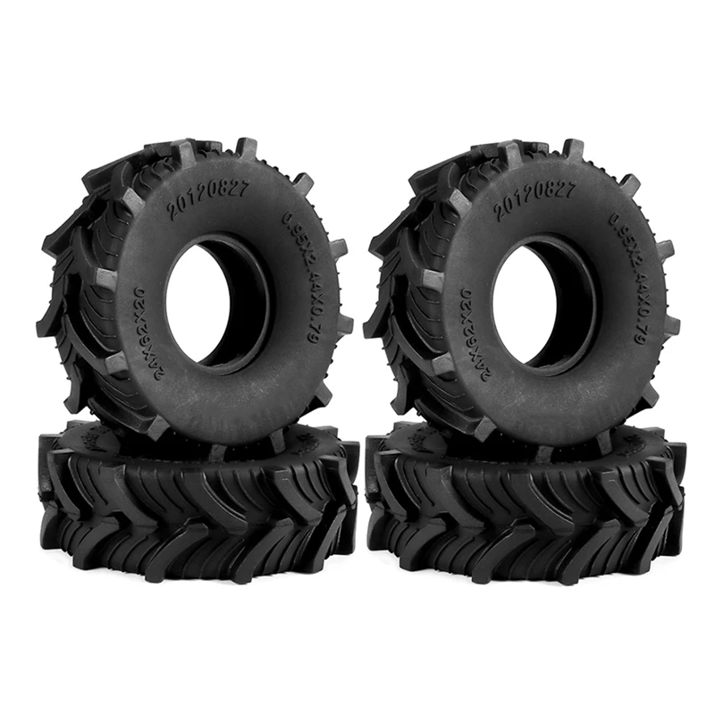 4 PCS 1.0 Mud Terrain Wheel Tire Rubber Tyre 62X20mm Black For Axial SCX24 AX24 FCX24 TRX4M 1/18 1/24 RC Crawler Car Parts