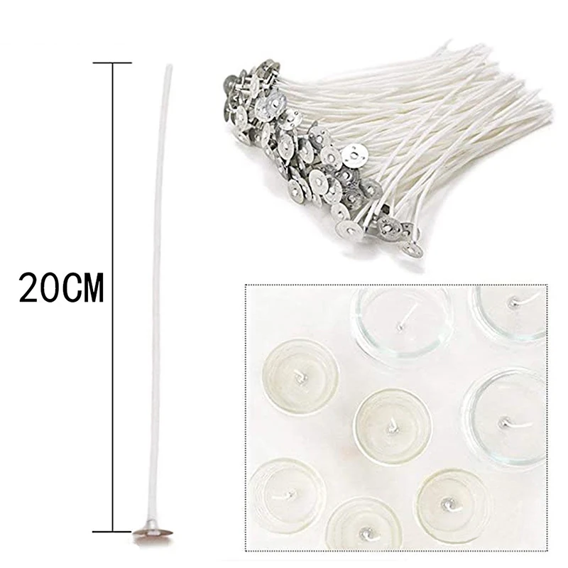 100 pz/set stoppini per candele cera senza fumo nucleo in puro cotone 9/15/20cm candela fai da te che produce stoppini Pre-cerati per accessori per feste