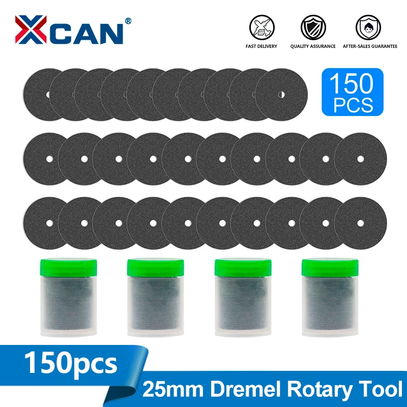 XCAN 150pcs Abrasive Cutting Disc 25mm Resin Cut off Wheel Disc Metal Cutting Disc Grinding Wheels for Dremel Rotary Tool