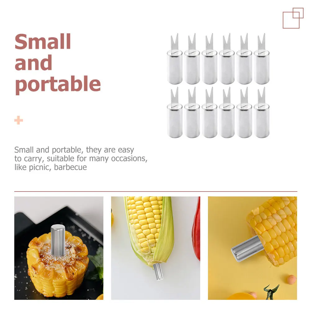 

12Pcs Stainless Steel Corn Forks Multi-Function Corn Skewers Sturdy and Durable for Bbq Picnic Camping Fruit Fork