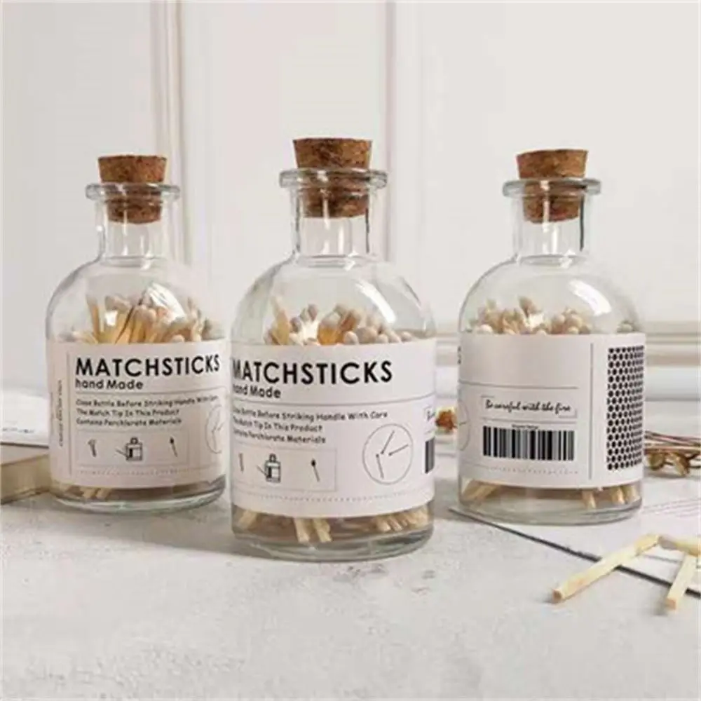 Scented Candle Match Bottle Transparent Glass Diffuse Empty Bottle Storage Bottle Living Room Bedroom Decorations Cotton Swab