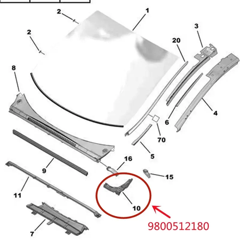

9800512180 8251GY For Peugeot 3008 sponge foam Windshield front foam rain collector sponge 8251GZ 9800512080