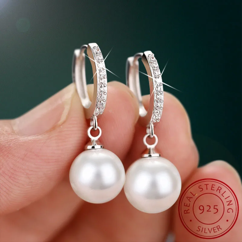 

2025 New Pearl Earrings Real Natural Freshwater Pearl 925 Sterling Silver Earrings Pearl Jewelry Ladies Wedding Gifts