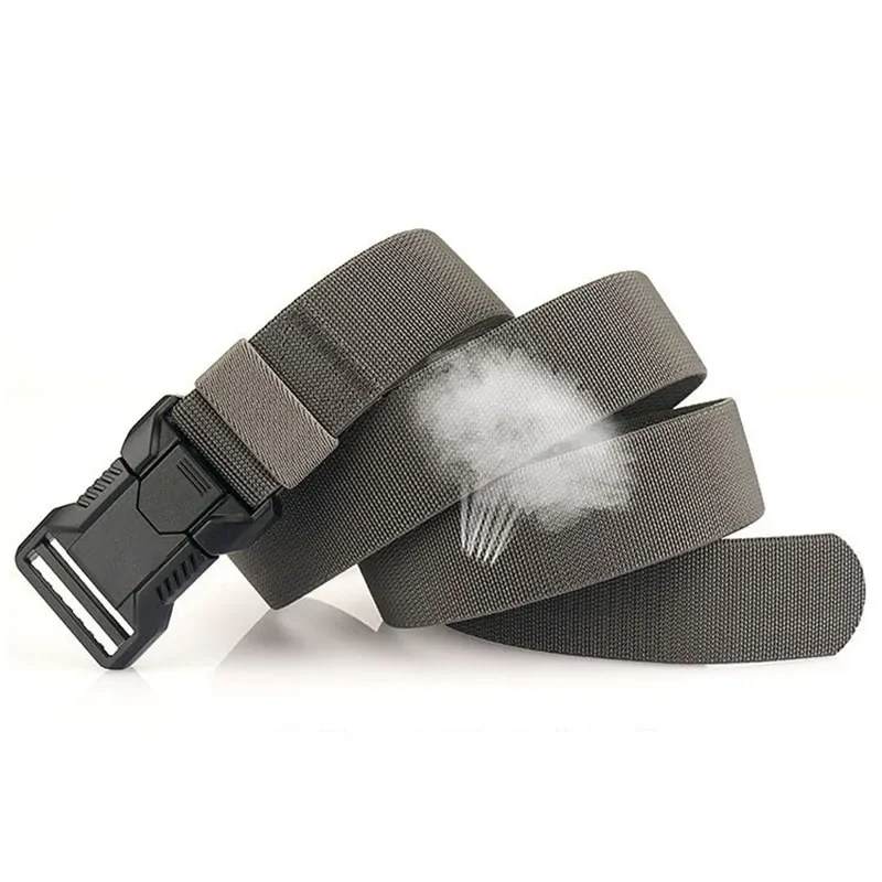New Aluminum Alloy Quick Release Pluggable Buckle Elastic Belts for Men Durable Tactical Belt Cowboy Outdoor Army Belt Hunting