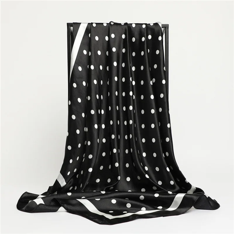 2026 New Dot Print Square Scarf for Women Shawl Neckerchief Female Hair Bands Head Wraps Headband Foulard Satin Hijab Bandana view 5