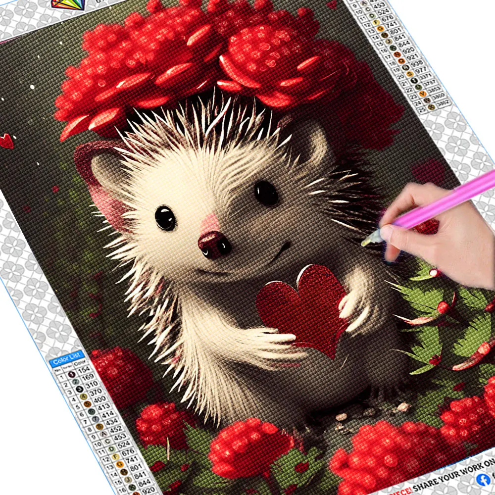 New 2023 Animal Hedgehog Diamond Painting Full Square Round Mosaic Flower Diamond Embroidery 5D DIY Art Picture Home Decor