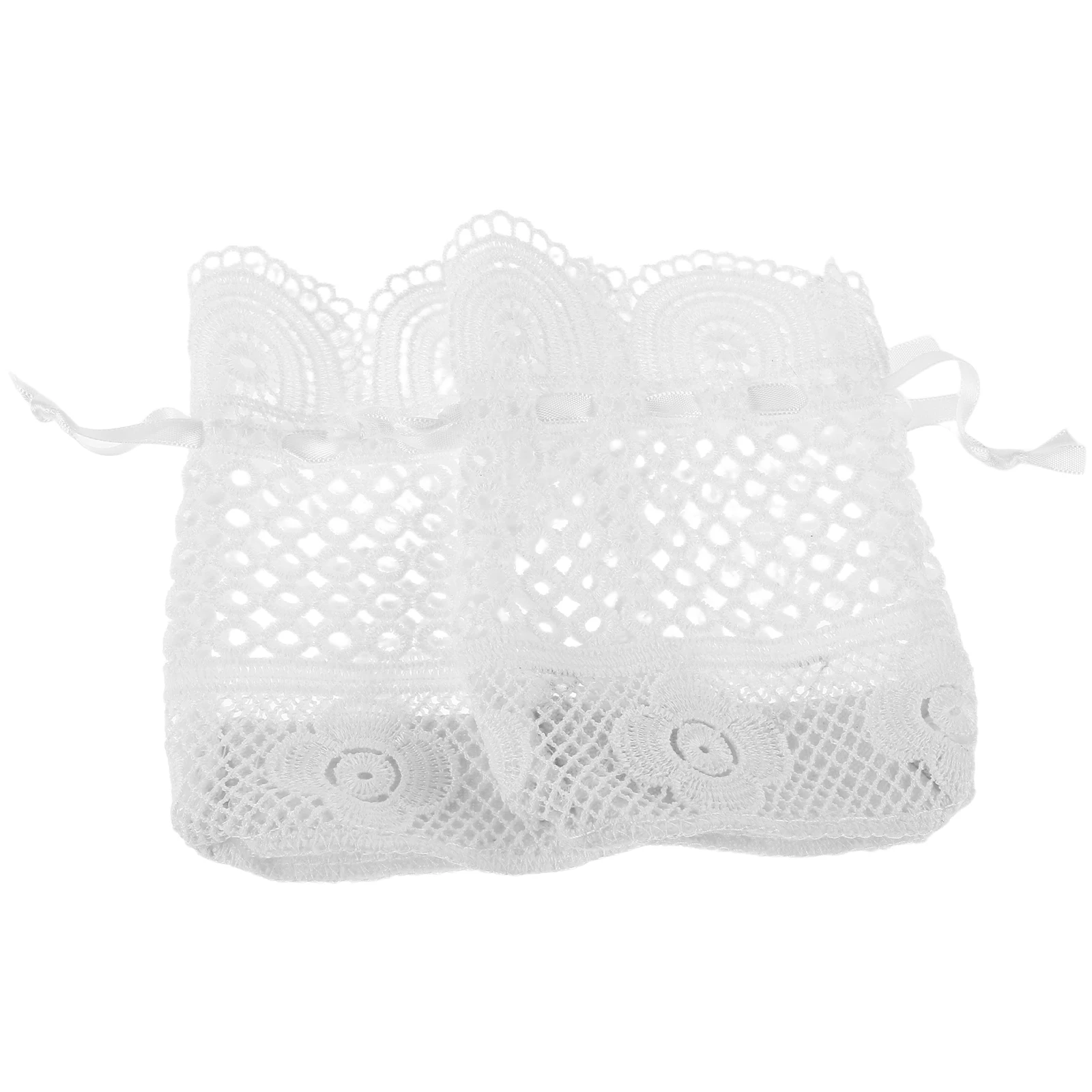 

2PCS White Lace Storage Bags 10x14CM Milk Silk Drawstring Pouches for Jewelry Cosmetics Small Treat Candy Bags Burlap Sachet