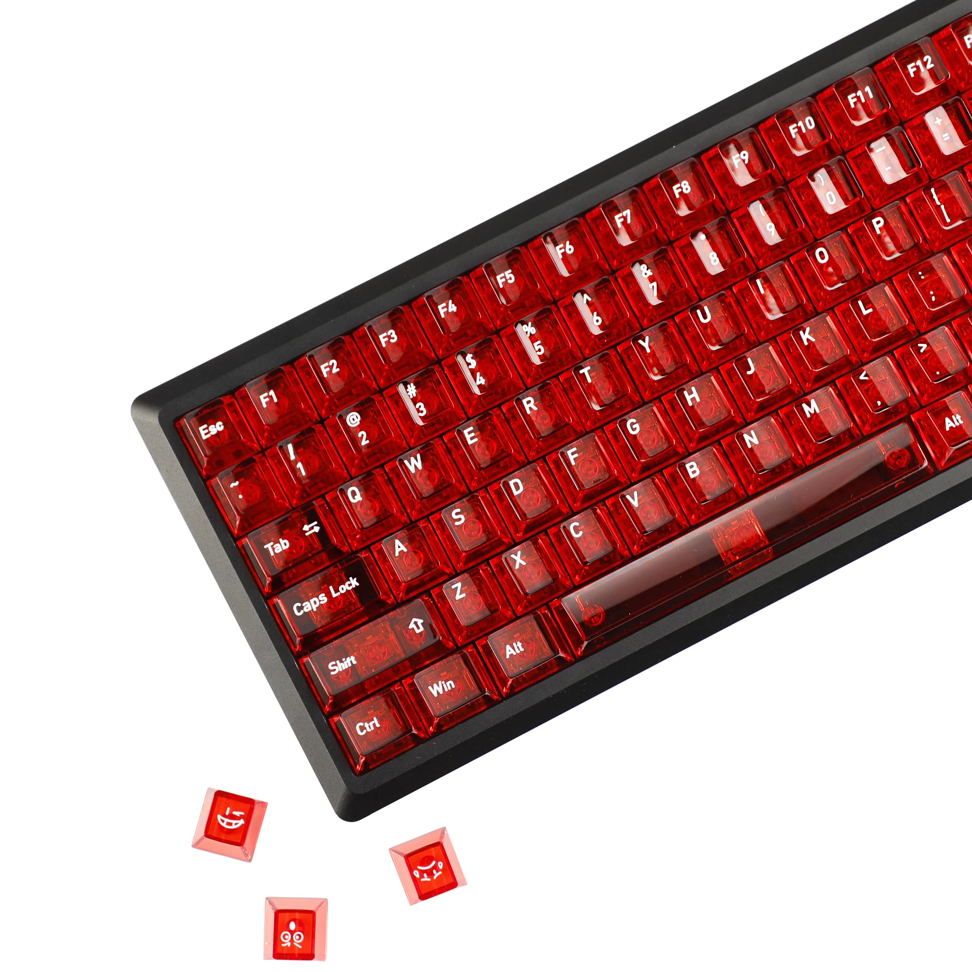 

136 Keys English Japanese Russian Korean Color PC Clear Transparent Top Print Cherry Profile Keycaps for MX Mechanical Keyboards