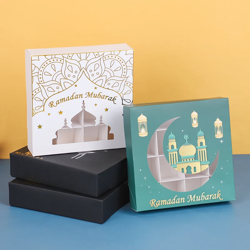 

4Pcs Eid Mubarak Candy Boxes Ramadan Kareem Chocolate Cookie Gift Packaging Box Islamic Muslim Party Kids Favors Eid Home Decor