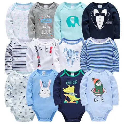 3 Pz/lotto Vestiti Del Bambino Appena Nato Ragazzi Pagliaccetto Sveglio 100% Cotone Manica Lunga Tuta Set di Abbigliamento Per Bambini Regalo Tuta Infantile 0-24M