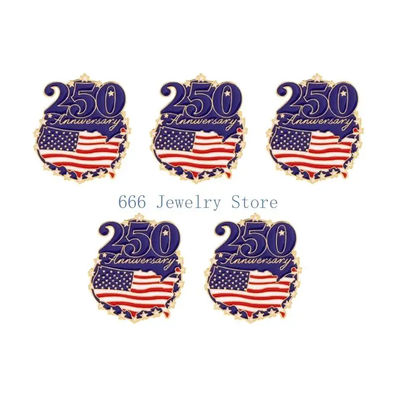 F2TD 1 Set Handmade Metallic Souvenir Brooch Pin Marking US 250Th Year Anniversary