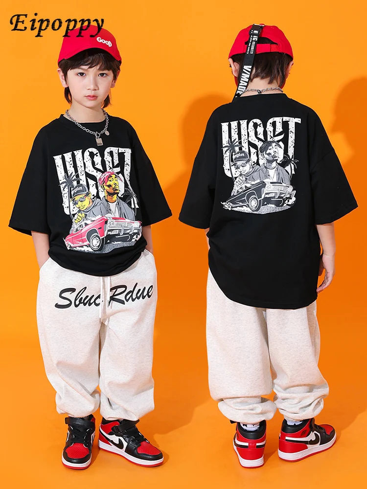 子供のためのヒップホップスタイルの服,だぶだぶの半袖服,クールなファッションブランド,美しい,トレンディ,子供のための流行の服