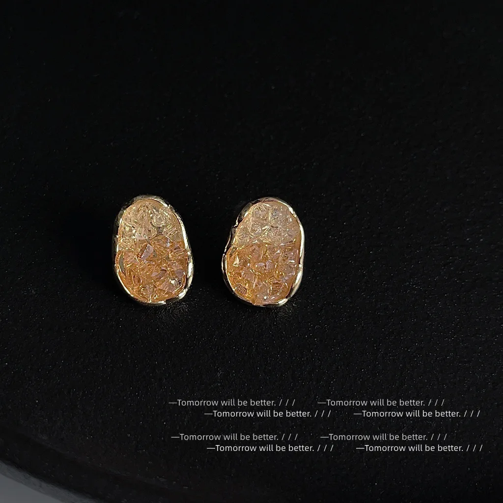 

Orange Sea Gradient Crystal Earrings for Women Japan and South Korea Sweet and Fashionable Earrings, Exquisite and High Grade E