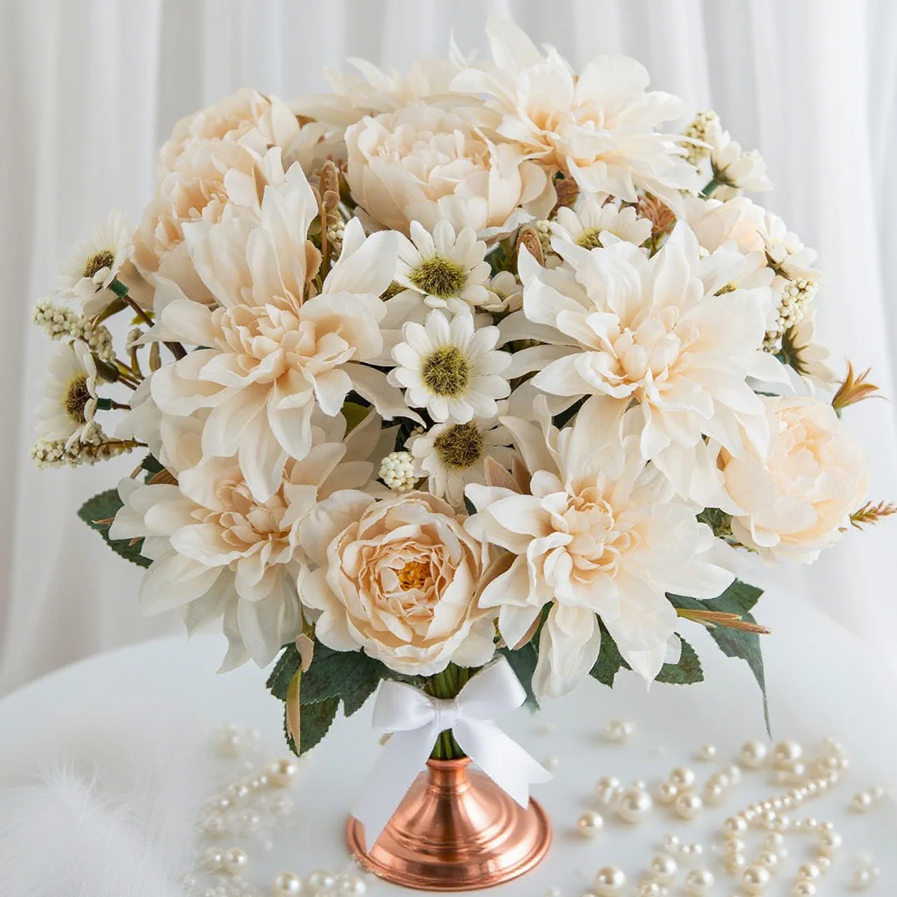 Flores Artificiales de Seda, Dalia, Rosa, Margarita, Decoración para el Hogar, Corona, Bonsái, Mesa, Boda, Ramo de Novia, Regalos DIY