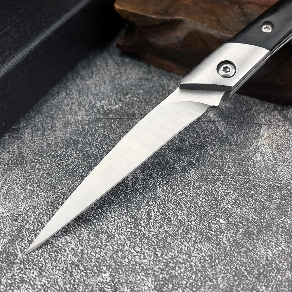 Aventura portátil dobrável lâmina faca auto-defesa caça punho de madeira edc resgate caminhadas ferramenta selva sobrevivência faca prática