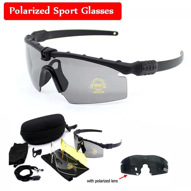 Military Hunting Air Gun Tactical Glasses Outdoor UV400 Sports Polarized Sunglasses Goggles Air Gun Shooting Protective Glasses