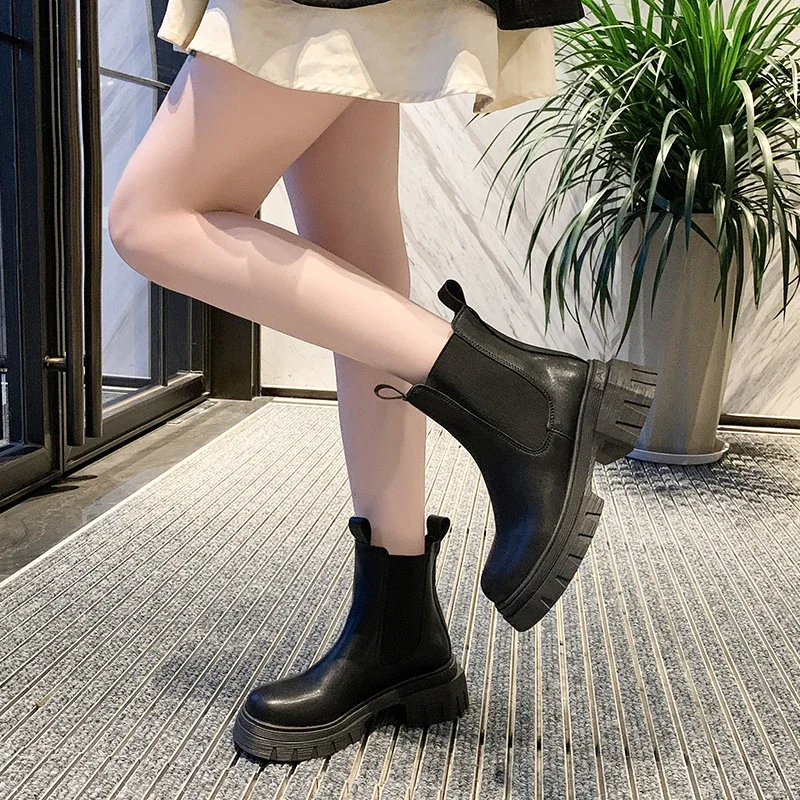 Winter New Style College Style Versatile Casual Mid-calf Women's Boots Fashionable Thick Sole Thick Heel Knight Boots for Women image 5
