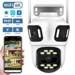 Three Lens Three Screens 6K HD PTZ Wifi IP Camera Dual Len Dual Screens 4K Auto Tracking Outdoor Wireless Security Camera ICsee