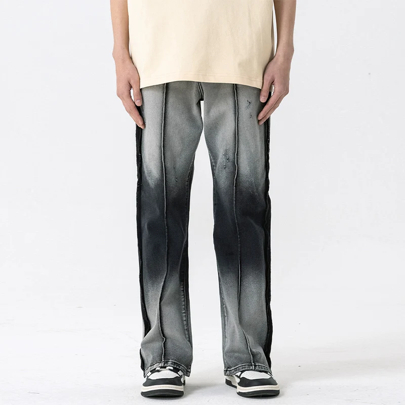 

Retro Gradient Dyed Jeans Loose Straight Leg pants American High Street Men's Fashion Brand Vintage Style Trousers New Fashion