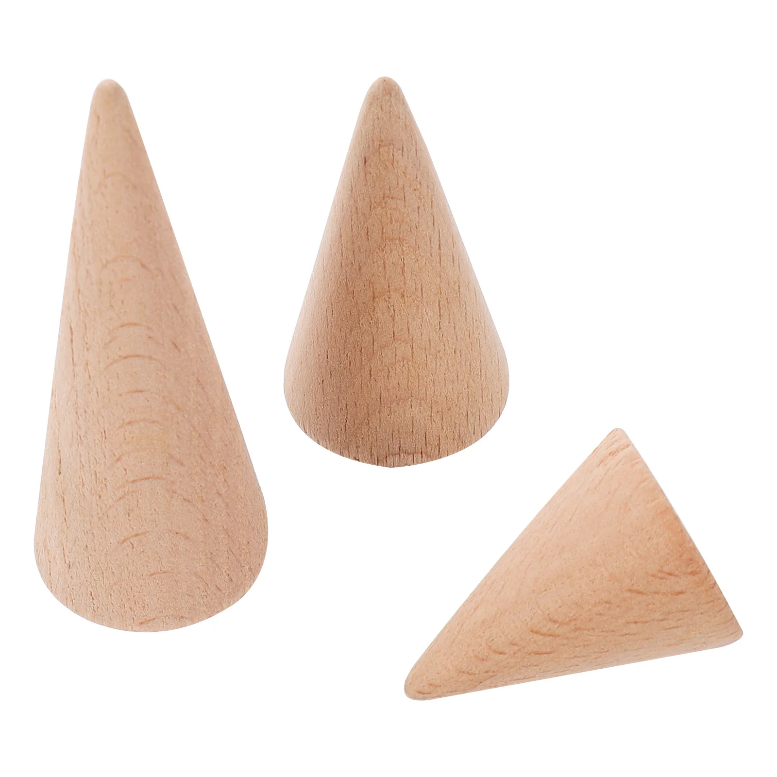 

3Pcs Real Wood Ring Holder Creative Triangle Display Shelf for Jewelry Store Bedroom Vanity Organizer Display Rack