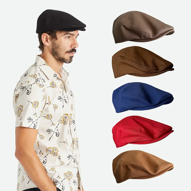 

New Spring Summer Cotton Hat Duckbill Hat Men's Outdoor Casual Artist Hat Flat Top Hat Fashion Versatile Short Eave Forward Caps
