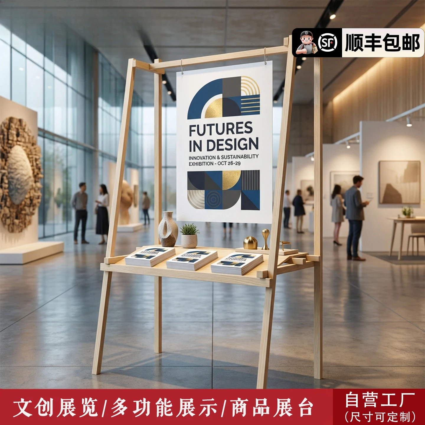 Commercial advertising booth exhibition KT board Poster display stand Solid wood multi-layer display booth merchandis