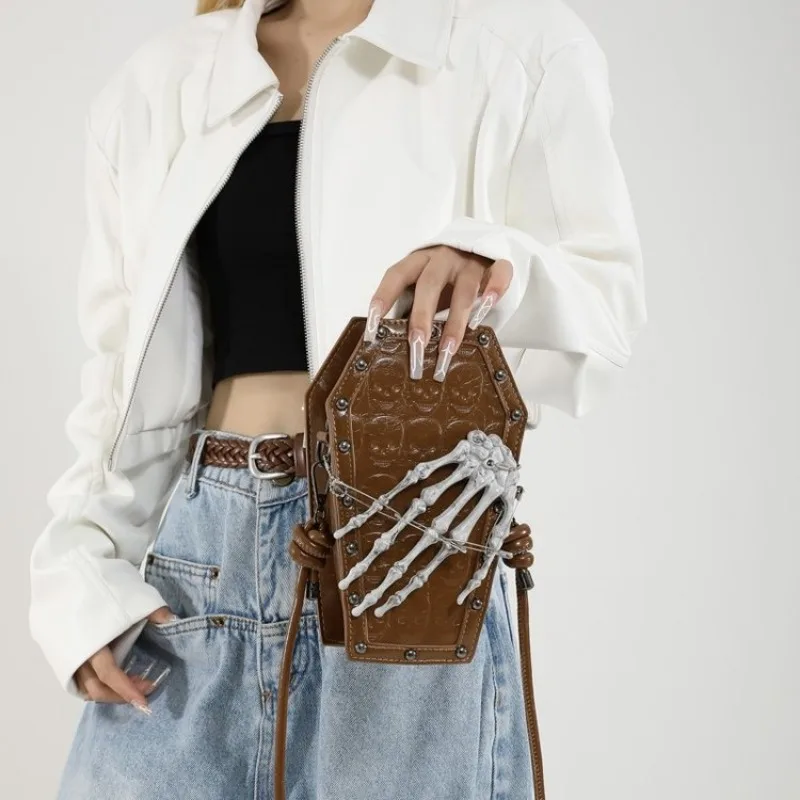 Skeleton Hand Rivet Bolsos Mujer Dark Gothic Stylebag Shoulder Crossbady Bags Niche Motorcycle Sac Femme Zipper Bolsas