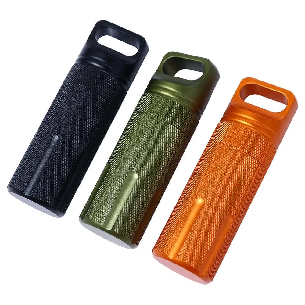 Storage Outdoor Survival Emergency Keychain Medicine Case Dry Bottle Seal Tank Pill Box Container First-Aid Canister