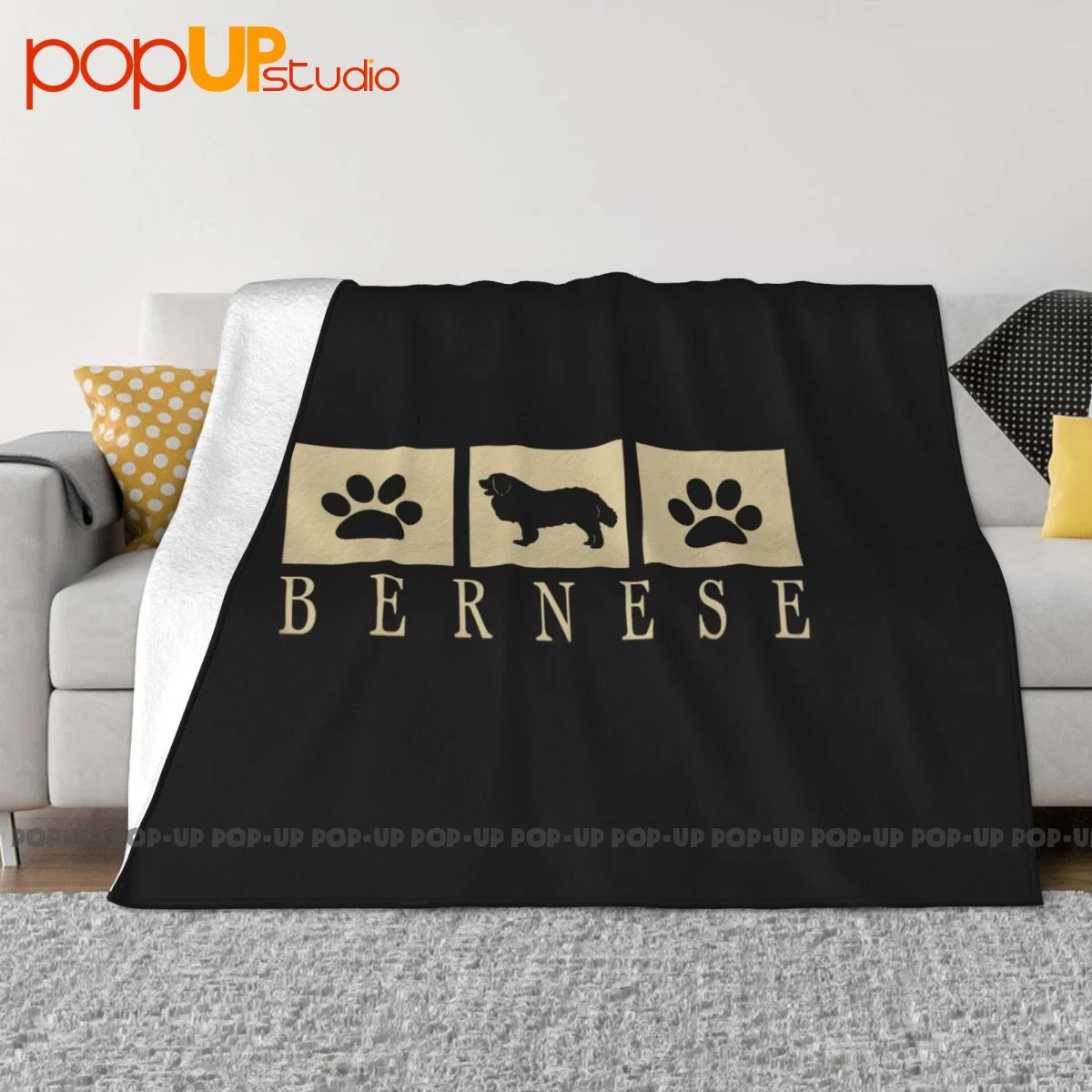 Bernese Mountain Dog Silhouette Blanket Warm Textile Super Warm Bedding Supply Family Expenses