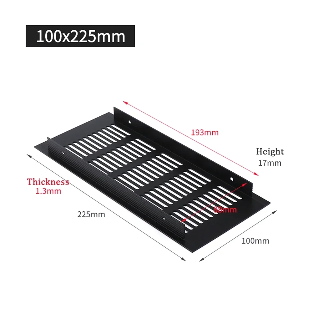 100mm Aluminium Legierung Rechteckigen Schrank Kleiderschrank Air Vent Gitter Lüftungs-Abdeckung 100mm * 150/200/225/250/300/350/400mm