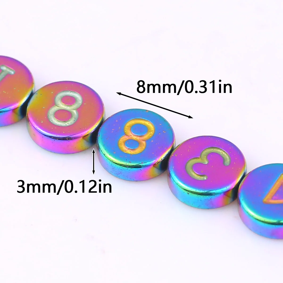 8mm Black Gallstone Digital Five-Color Handmade DIY Jewelry Beads Loose Bead Bracelets Necklaces Decorative Accessories