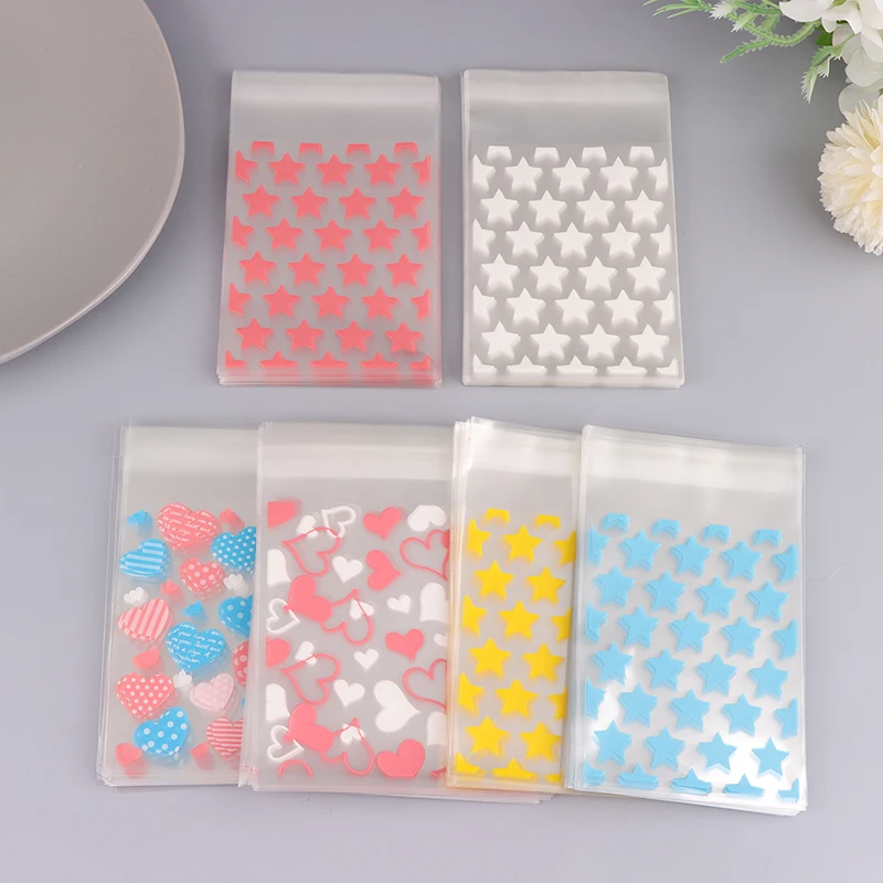 50Pcs Transparent PVC Plastic Star Jewelry Self-adhesive Bag Candy Card Holder Small Photo Animation Storage Gift Package Bags