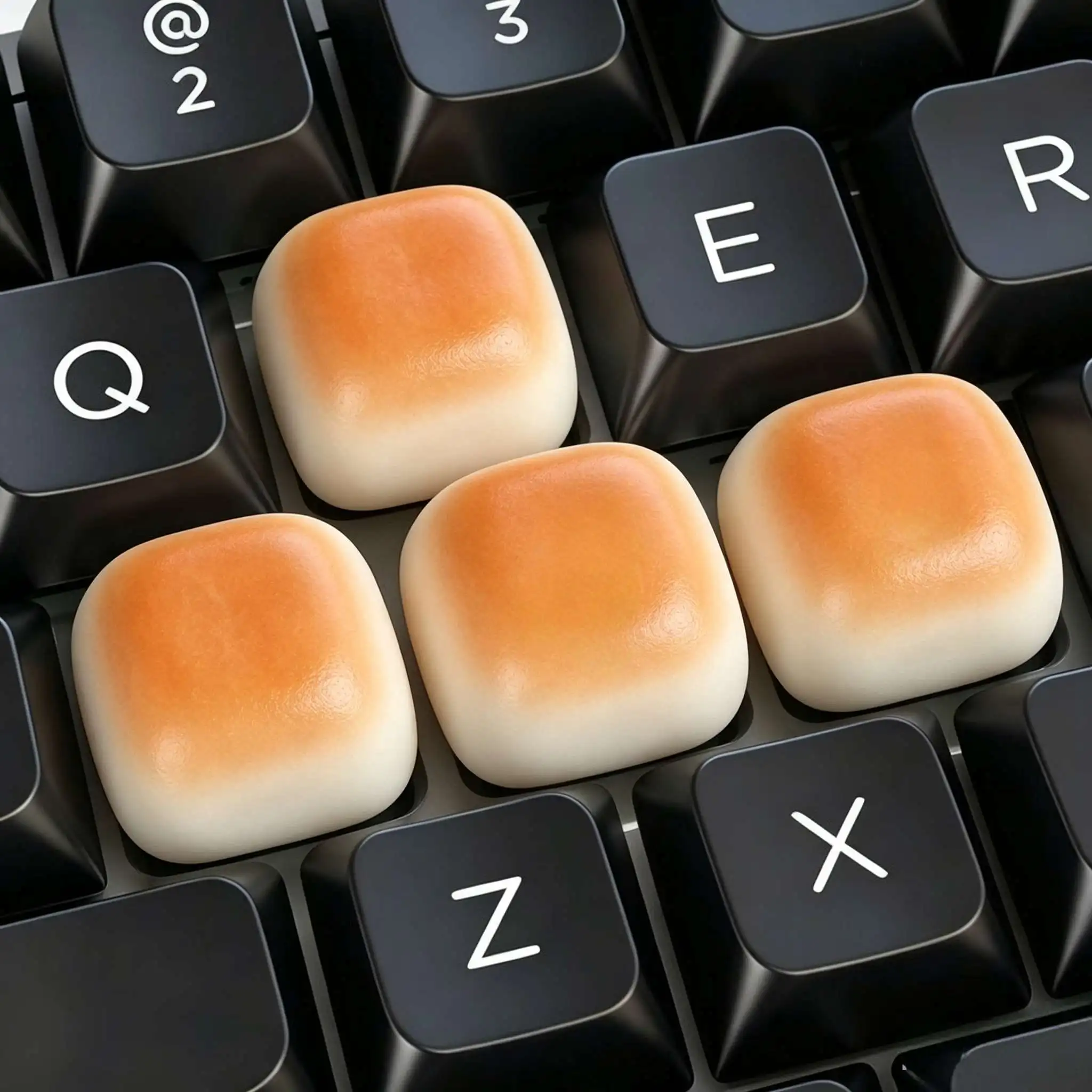 New 3D Cute Caramel Bread Keycap Set Backlit for MX Switch Mechanical Keyboards Key Cap Keyboard Personalized Decoration Gift