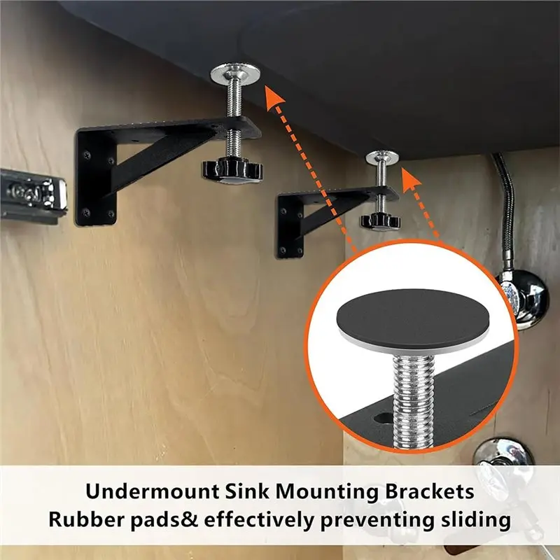 LICE-Kitchen For Narrow Cabinet Undermount Sink Brackets 4 Pcs Support Effectively Shares Sink Weight