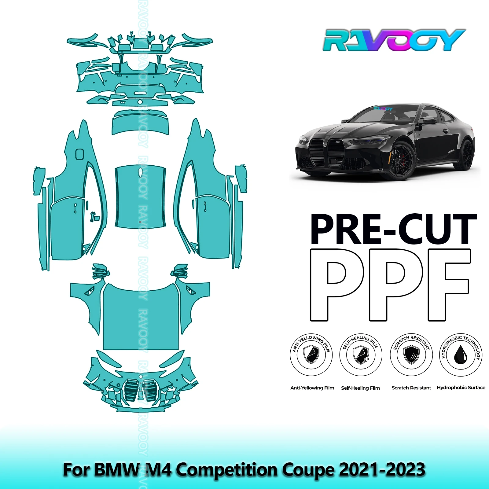 

Precut PPF Paint Protection Film Full Vehicle For BMW M4 Competition Coupe 2021-2023