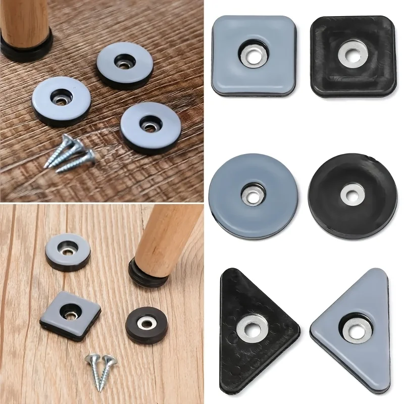 24PCS Furniture Anti Slip Silent Thick Wear Resistant Foot Mat With Screws Used For Bed Table Sofa Dining Chair
