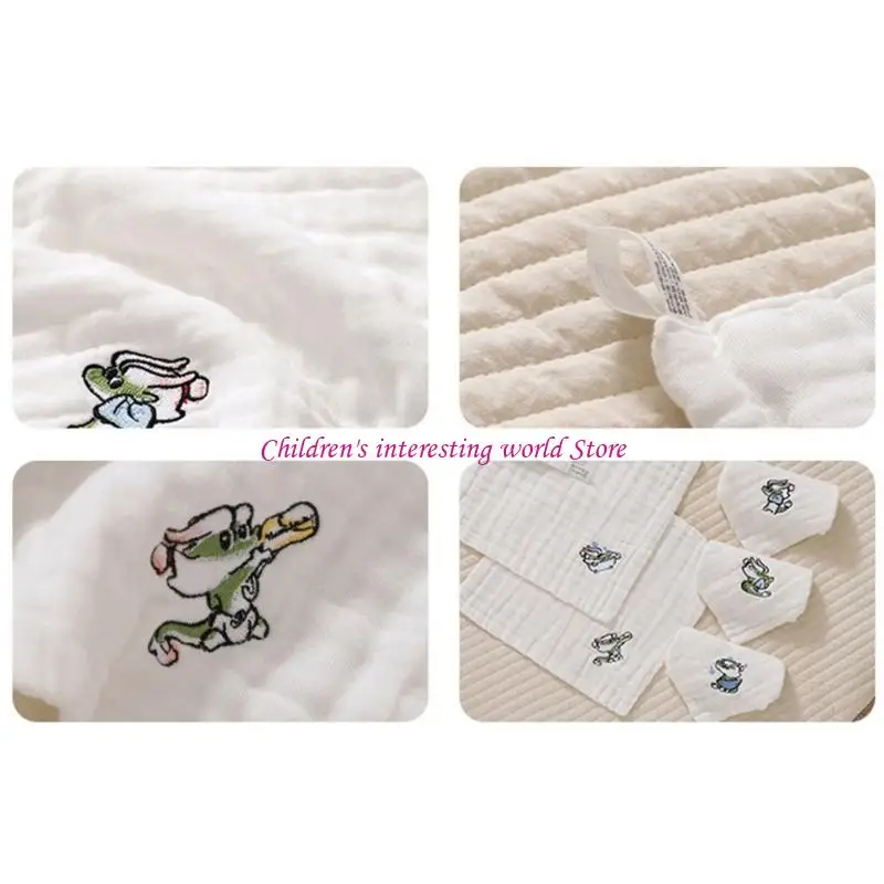 

5Pieces Saliva Wipes Baby Wiping Towel Embroidery Dragon Towel Baby Wipes 425F